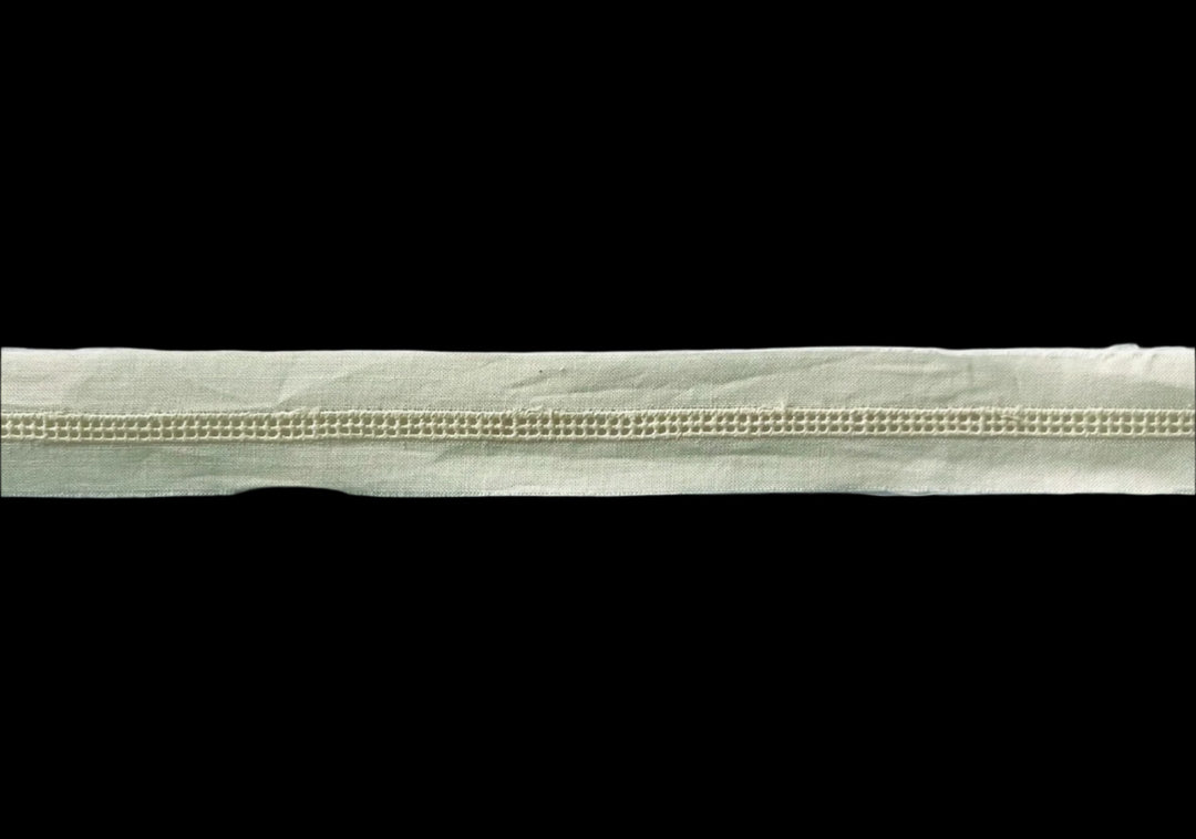 3/4" Simple Double Faggoting Ecru Cotton Eyelet Trim (Made in Switzerland)