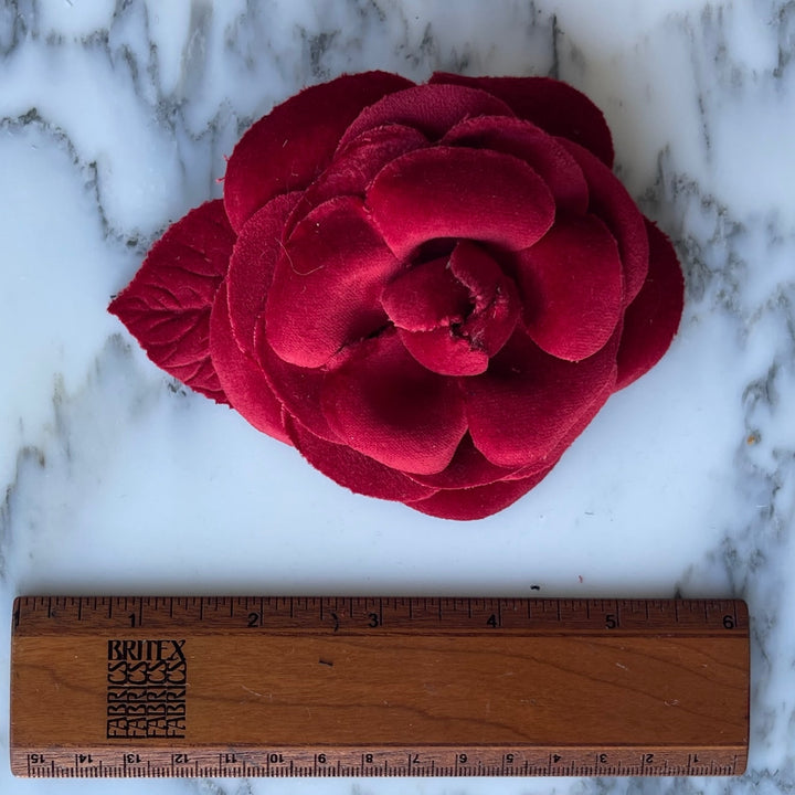 Lipstick Red Velvet Camellia Silk Flower (Made in USA)