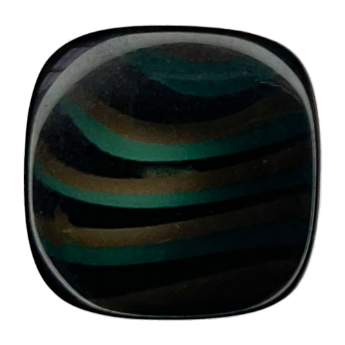 Square Marbleized Green & Black Plastic Button (Made in France)