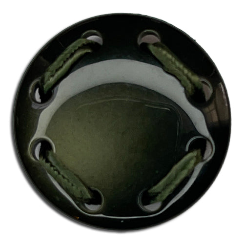 Topstitched Olive Green Plastic Button (Made in Spain)