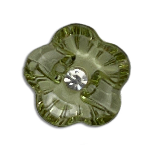 9/16" Moss Green Hellebore Plastic Button (Made in France)