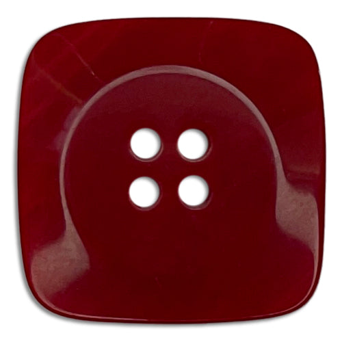 Bright Garnet 4-Hole Square Plastic Button (Made in Italy)