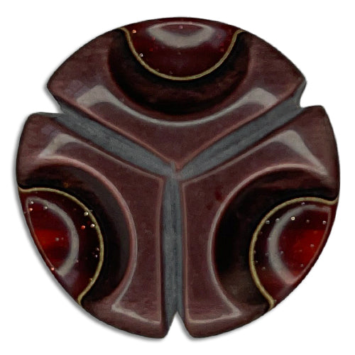 Burgundy & Gold Benz Plastic Button (Made in Italy)