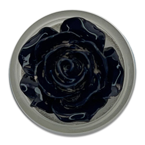 Blue Roses Textured Plastic Button (Made in Italy)