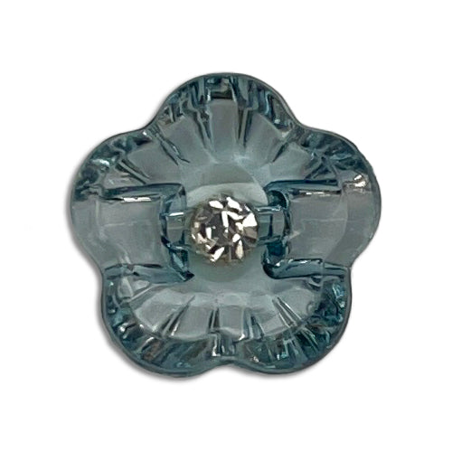 9/16" Palest Bluet & Rhinestone Plastic Button (Made in France)