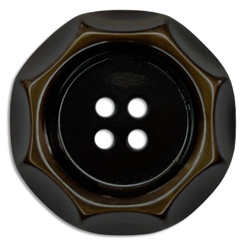 Burnt Umber Octagon 4-Hole Plastic Button (Made in Italy)