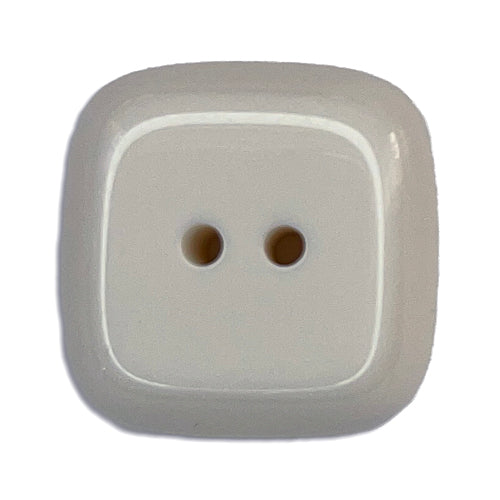 1 1/8" Cloud White Square 2-Hole Plastic Button (Made in Spain)