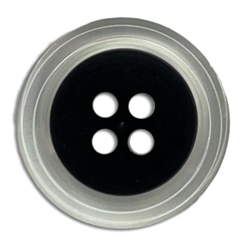 Chic Black & Clear 4-Hole Plastic Button (Made in France)