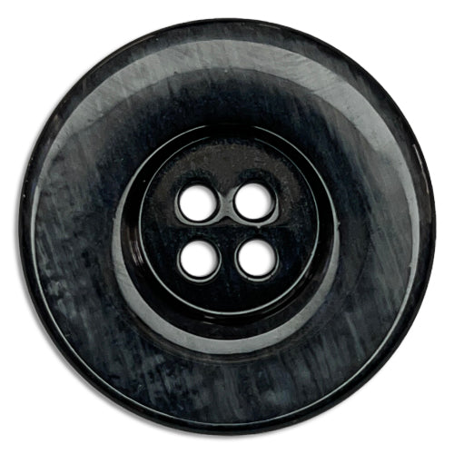 Wide-Rimmed Charcoal Grey 4-Hole Plastic Button (Made in Italy)