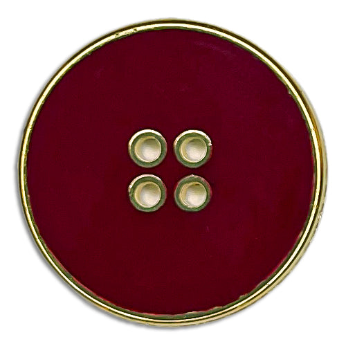 Sangria & Gold 4-Hole Plastic Button (Made in Italy)