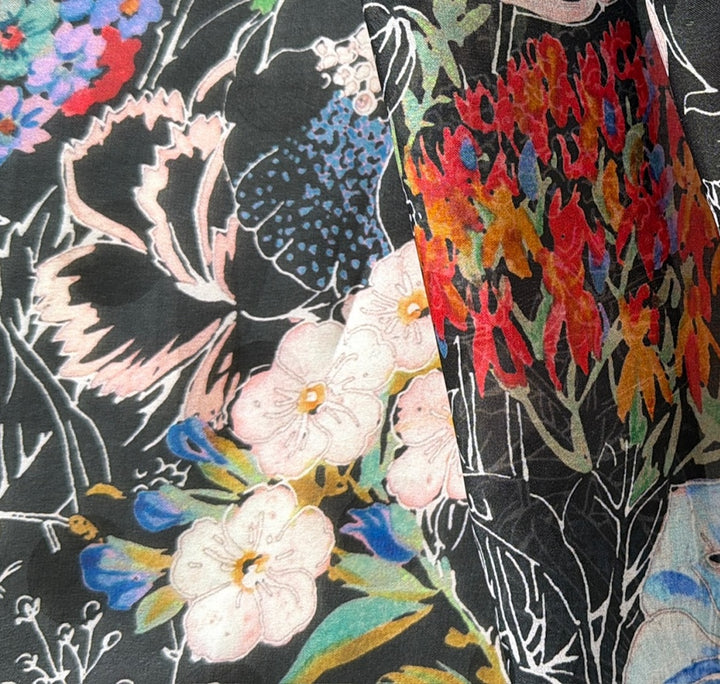 Semi-Sheer Lush Flowerbed Silk Organza (Made in Italy)