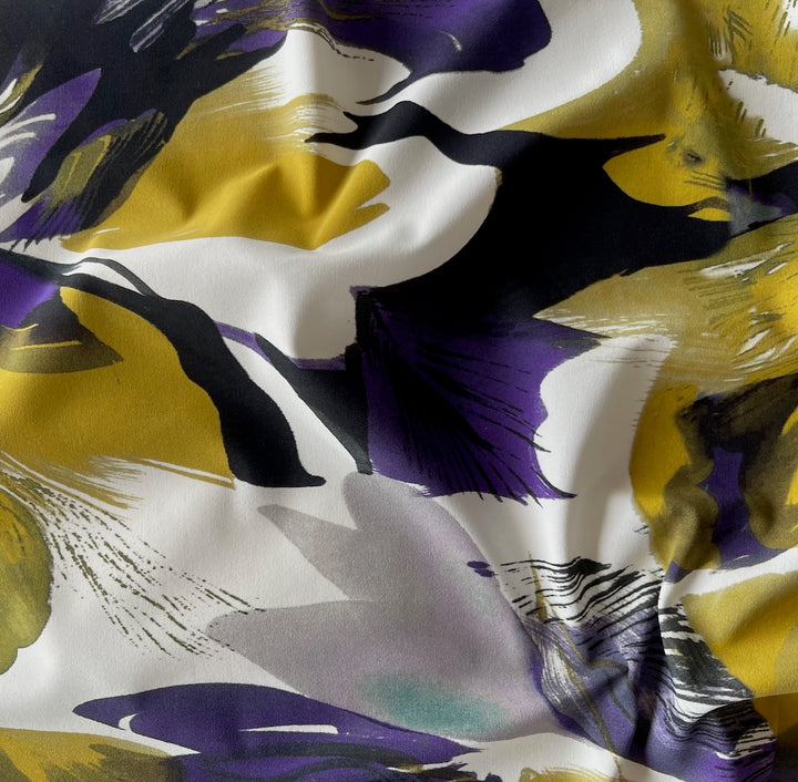 Designer Lighter-Weight Abstracted  Crocuses Polyester Knit (Made in Italy)