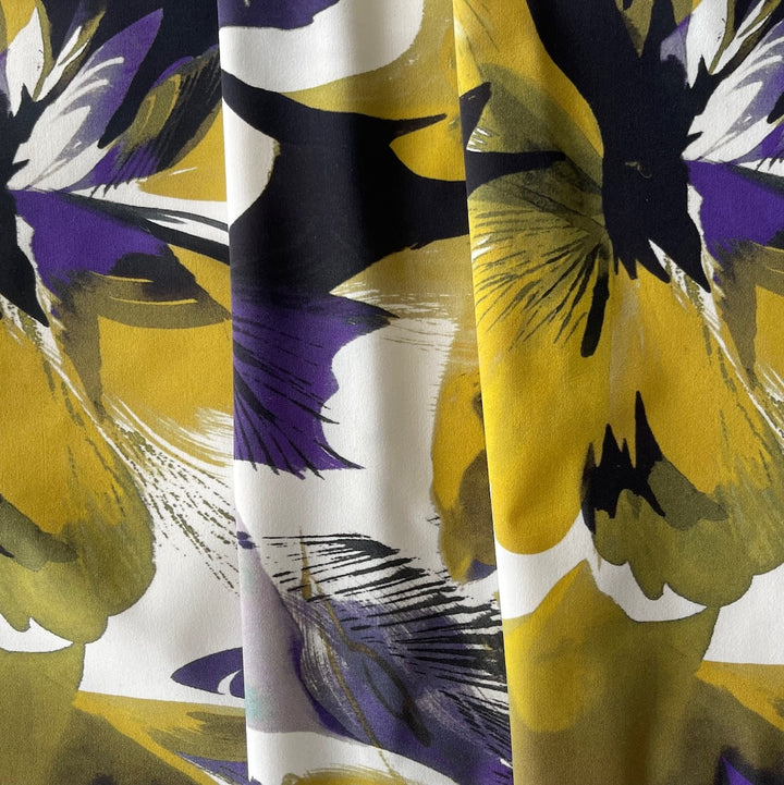 Designer Lighter-Weight Abstracted  Crocuses Polyester Knit (Made in Italy)