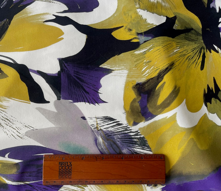 Designer Lighter-Weight Abstracted  Crocuses Polyester Knit (Made in Italy)