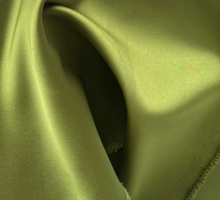Intense Peapod Green Double-Sided Délustered Polyester Duchess Satin (Made in Italy)