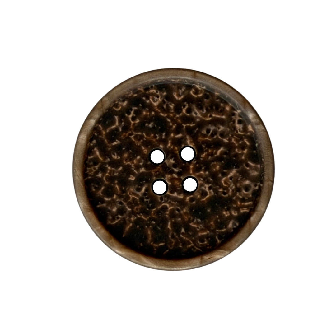 Mottled Walnut Brown 4-Hole Plastic Button (Made in Italy)
