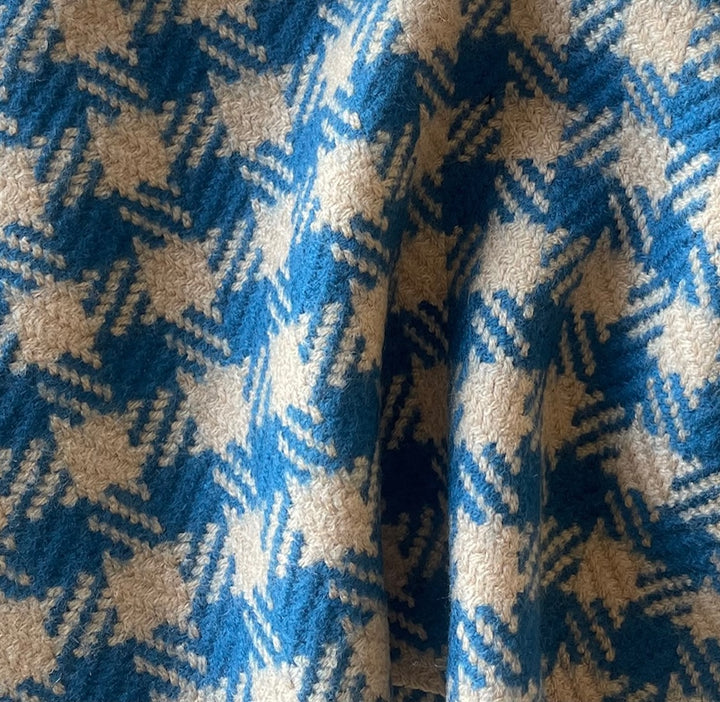 Gucci Checked Azure & Camel Virgin Wool Twill Coating (Made in Italy)