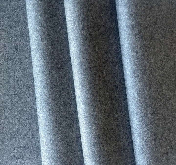 Stiffer Heathered Pearl Grey Virgin Wool Blend Melton Coating (Made in Italy)