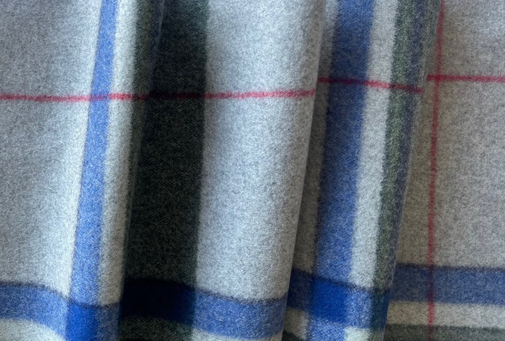 Ralph Lauren Large-Scale Pine & Pearl Plaid Virgin Wool Melton Coating (Made in Austria)