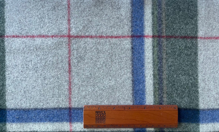 Ralph Lauren Large-Scale Pine & Pearl Plaid Virgin Wool Melton Coating (Made in Austria)