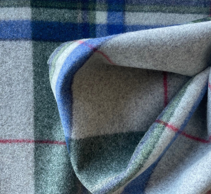 Ralph Lauren Large-Scale Pine & Pearl Plaid Virgin Wool Melton Coating (Made in Austria)