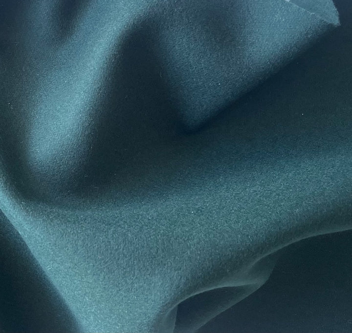 Mid-Weight Teal Green Virgin Wool Blend Melton Coating (Made in Italy)