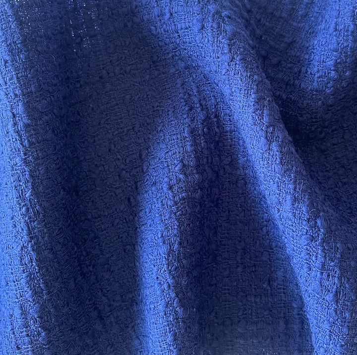 Bruised Cobalt Blue Selvedged Virgin Wool Bouclé (Made in Italy)