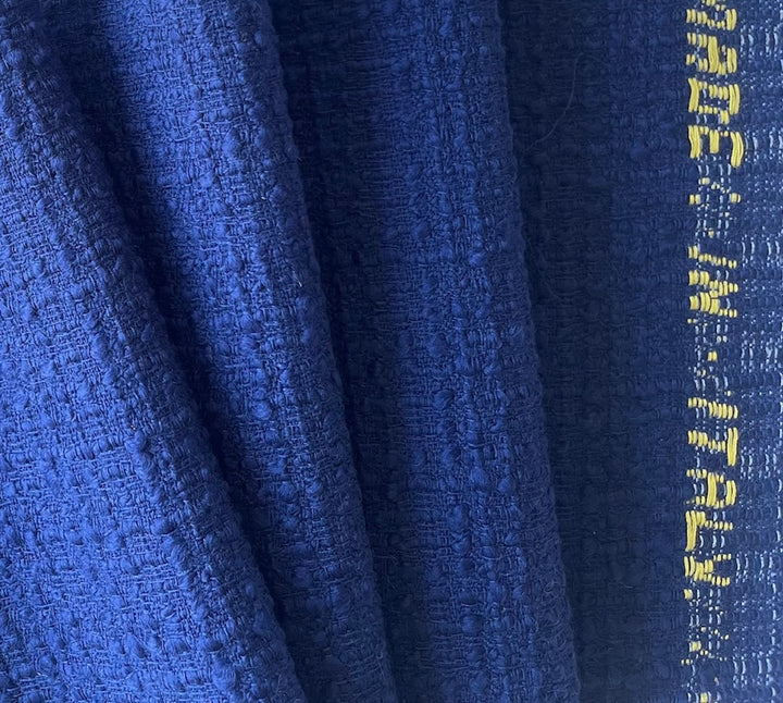 Bruised Cobalt Blue Selvedged Virgin Wool Bouclé (Made in Italy)