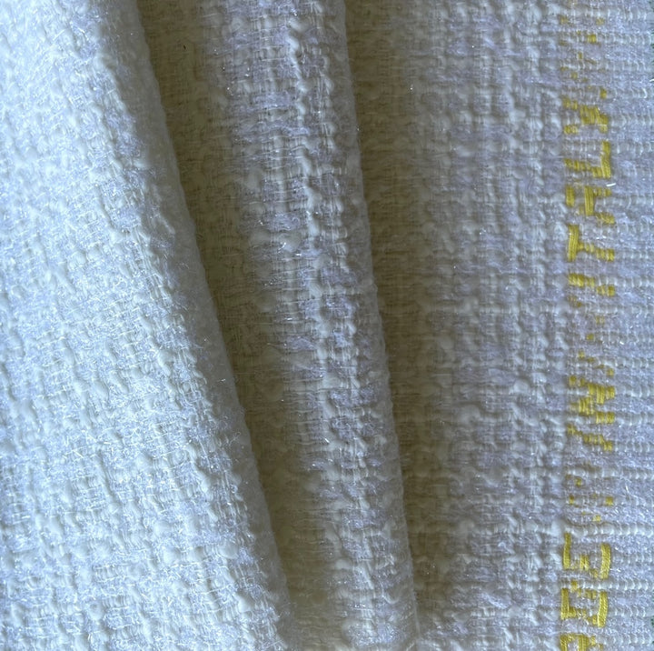 Glittering Snowflakes Selvedged Virgin Wool Blend Bouclé (Made in Italy)