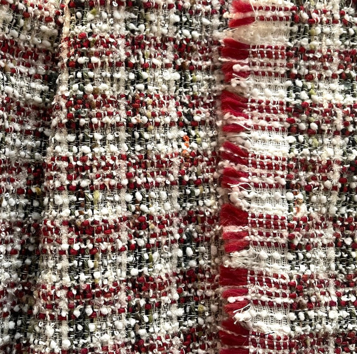 Couture Crimson, Coal & Cloud Tweedy Wool Blend Bouclé (Made in Italy)