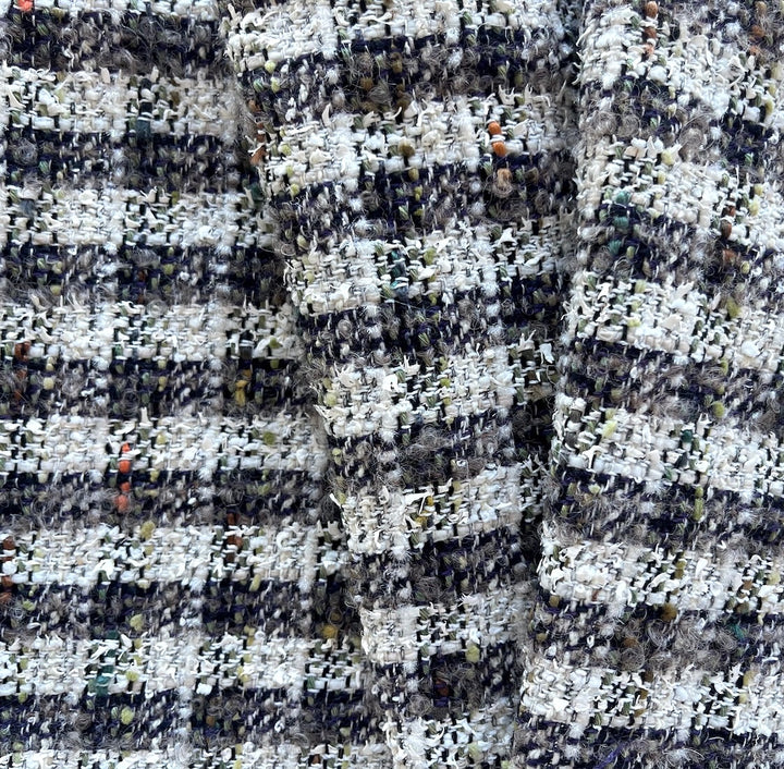 Couture Black, Midnight Navy, Taupe & Alabaster Tweedy Wool Blend Bouclé (Made in Italy)