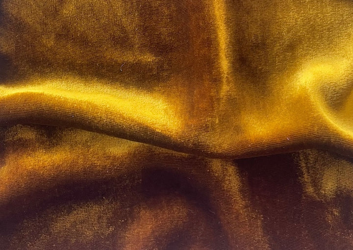 Lustrous Iridescent Deep Amber Silk & Rayon Blend Velvet