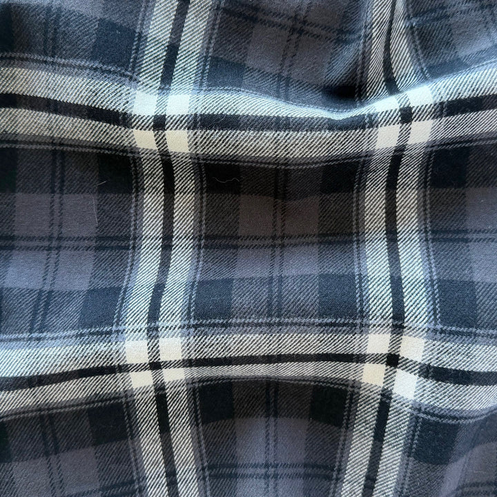 Charcoal & Smoke Plaid Cotton Flannel Shirting (Made in Korea)