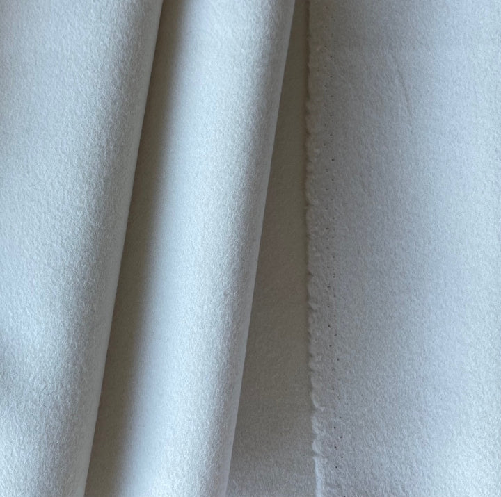 Designer Lux Porcelain White Double-Faced Cashmere Wool Coating (Made in Italy)