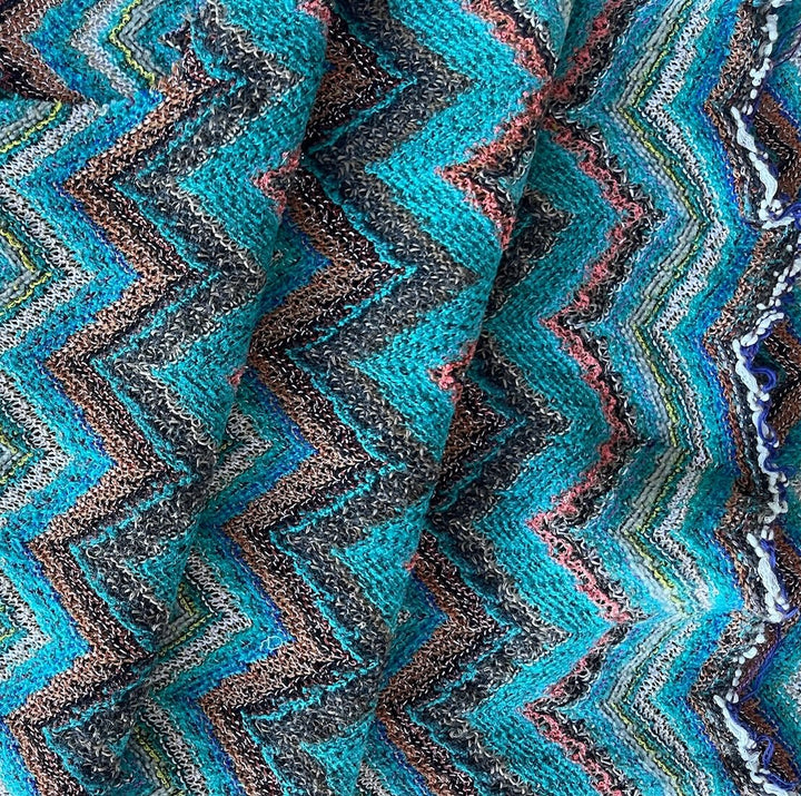 Designer Underwater Zig-Zag VIscose Blend Sweater Knit (Made in Italy)