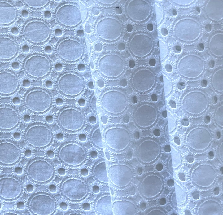 White Planetary Orbit Cotton Eyelet (Made in Italy)