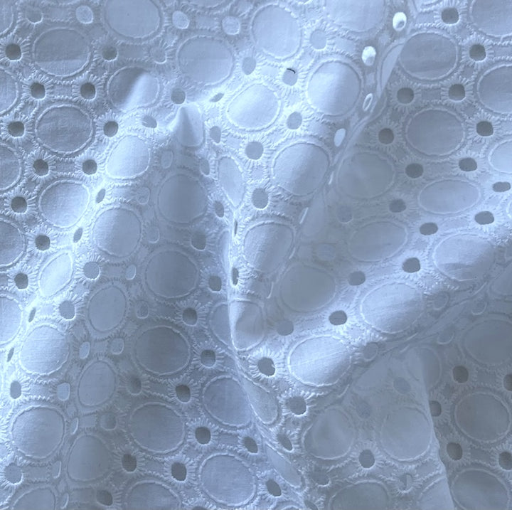 White Planetary Orbit Cotton Eyelet (Made in Italy)