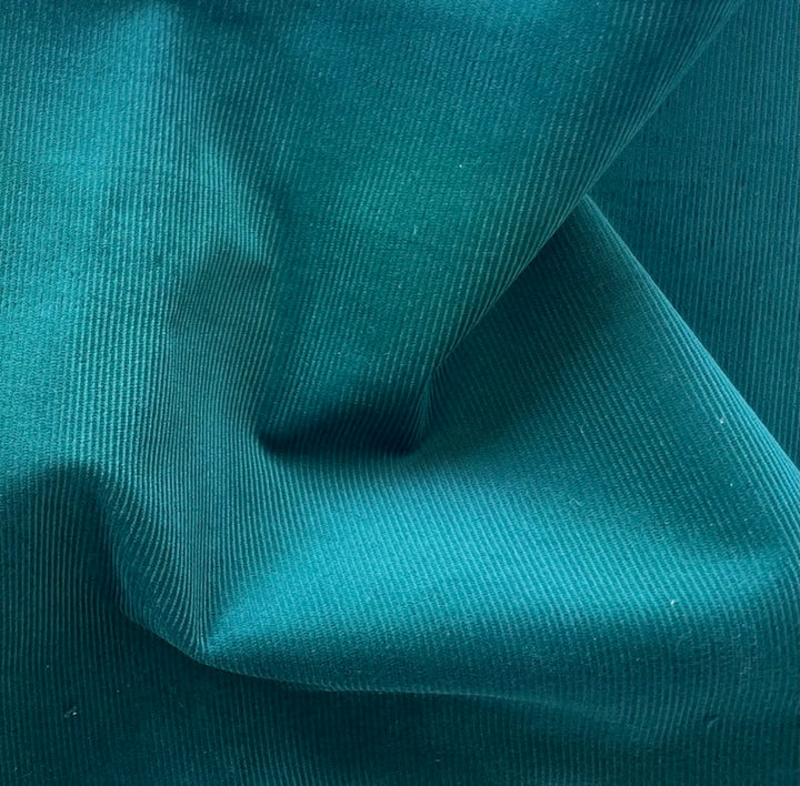 Turquoise Teal Green Stretch Narrow-Wale Cotton Corduroy (Made in Italy)