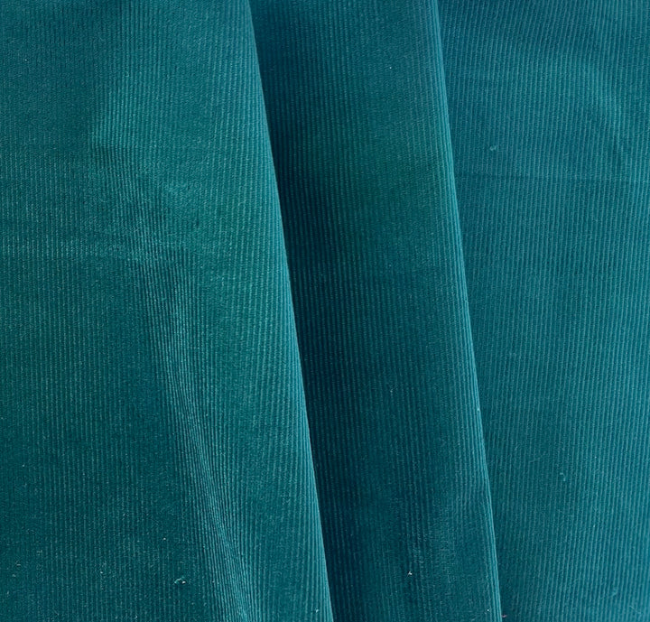 Turquoise Teal Green Stretch Narrow-Wale Cotton Corduroy (Made in Italy)