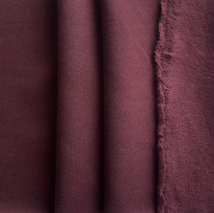 Mid-Weight Deep Merlot Cotton Sweatshirt Knit (Made in Italy)