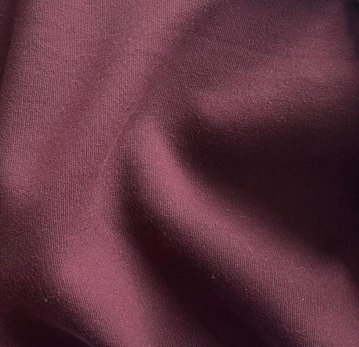 Mid-Weight Deep Merlot Cotton Sweatshirt Knit (Made in Italy)