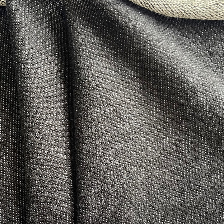 Mid-Weight Charcoal Greige Cotton French Terry Knit (Made in Italy)