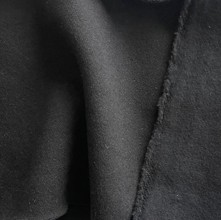 Mid-Weight Jet Black Cotton Sweatshirt Knit (Made in Italy)