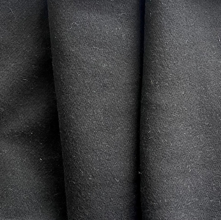 Mid-Weight Jet Black Cotton Sweatshirt Knit (Made in Italy)