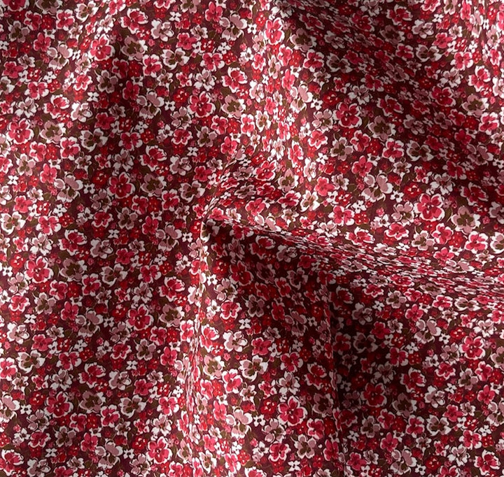 Valentine Red Forget-Me-Nots Cotton Lawn (Made in Italy)