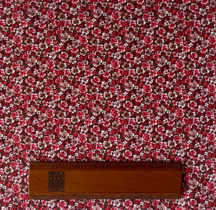 Valentine Red Forget-Me-Nots Cotton Lawn (Made in Italy)
