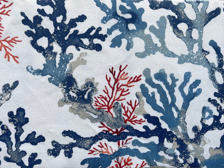 Underwater Coral Colony White Laminated Cotton (Made in France)