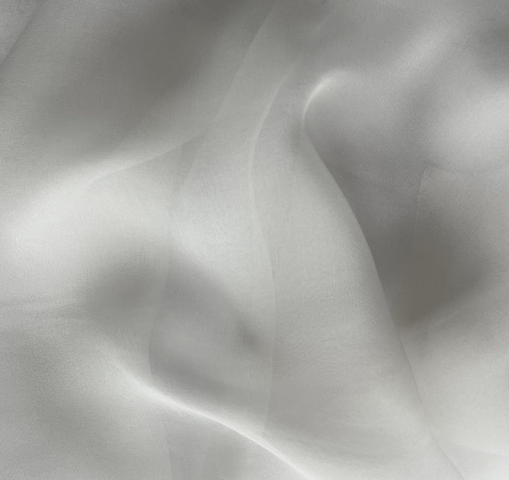 Sheer Sea Salt White Silk Chiffon (Made in Italy)