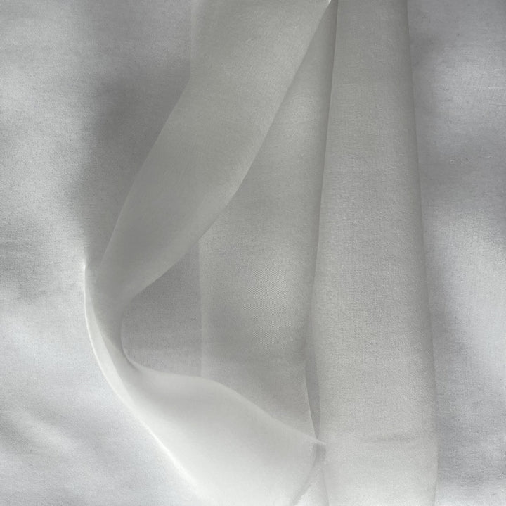 Sheer Sea Salt White Silk Chiffon (Made in Italy)