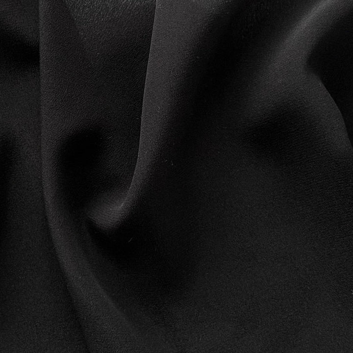 Lighter-Weight Raven's Wing Black Silk Crepe de Chine (Made in Italy)